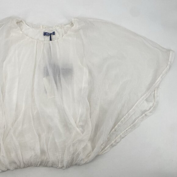 Giulia Italy Women's Size Small White Silk Blouse Fairy Lined Flowy Embroidered - Picture 13 of 13